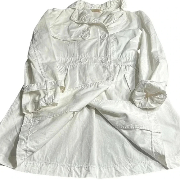 Cotton double breasted white trench coat,size 8. casual,career,vtg,Y2K, EC - Picture 4 of 14